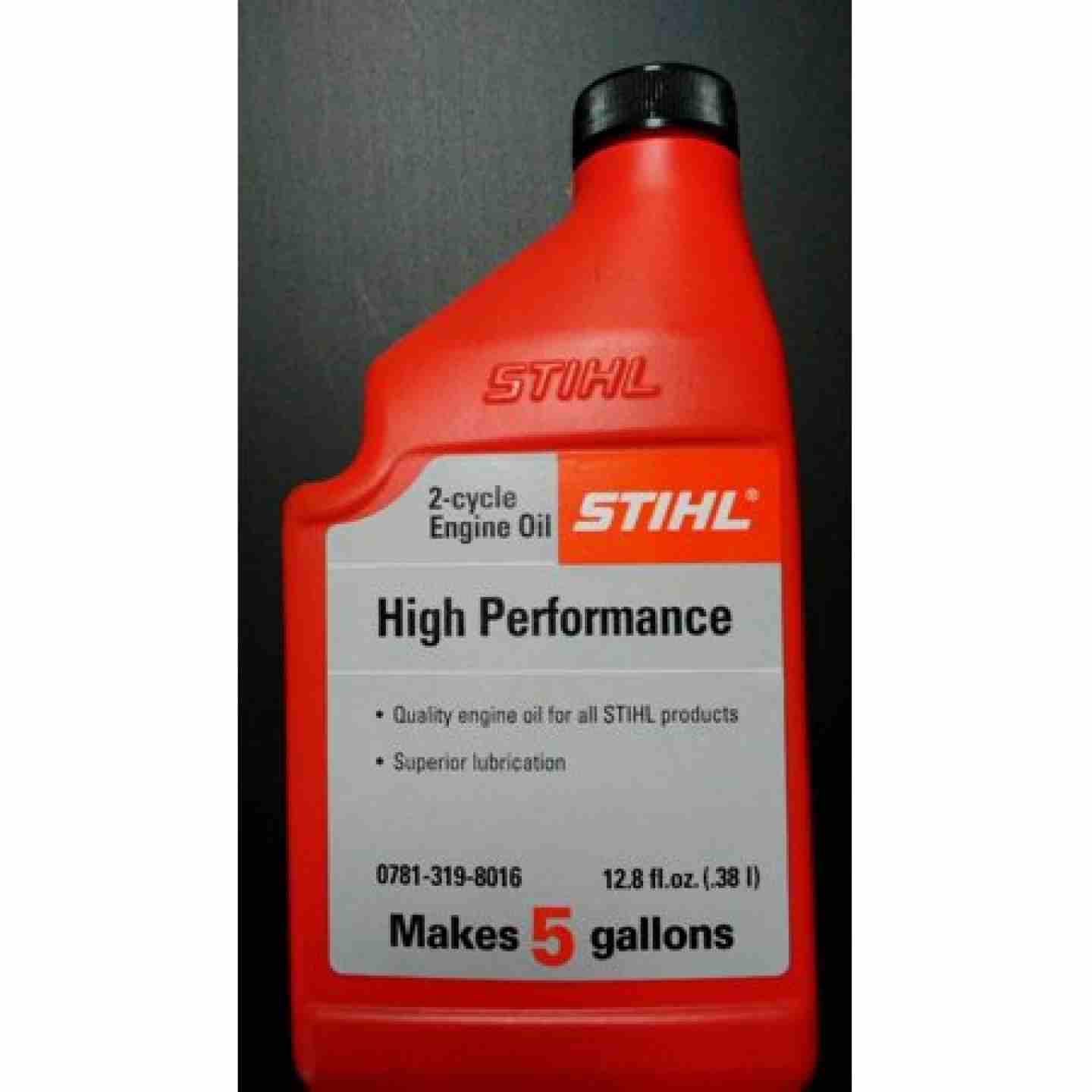 STIHL High Performance 2-Cycle Engine Oil 12.8 oz (5 Gallon Mix)  Image 1