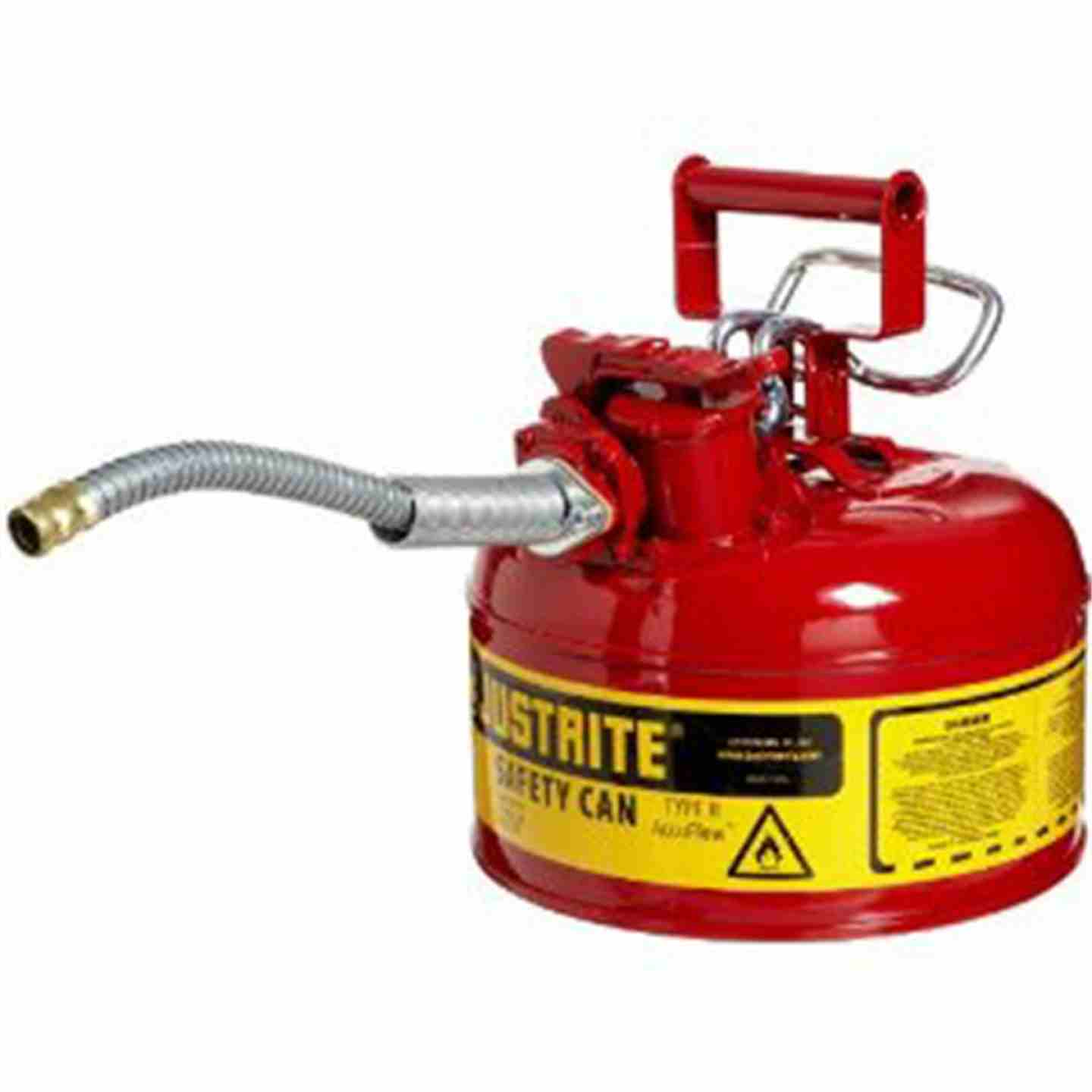 1 Gallon, 5/8" Metal Hose, Steel Safety Can for Flammables, Type II, AccuFlow, Red  Image 1