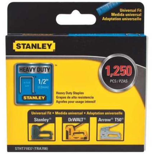 Stanley 1,250 pc 1/2" Heavy Duty Narrow Crown Staples