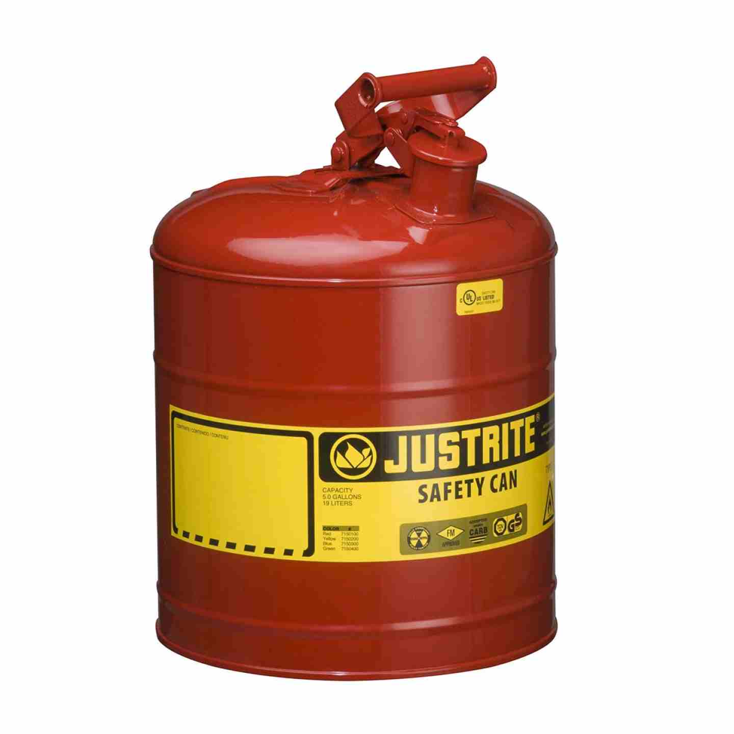 5 Gallon Steel Safety Can for Flammables, Type I, Flame Arrester, Red  Image 1