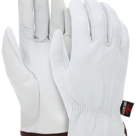 MCR Safety 3601 Premium Grain Goatskin White Leather, Drivers Work Gloves, X-Large 