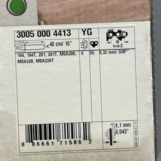STIHL 16in. Rollomatic E L04 3/8P .043G Guide Bar 