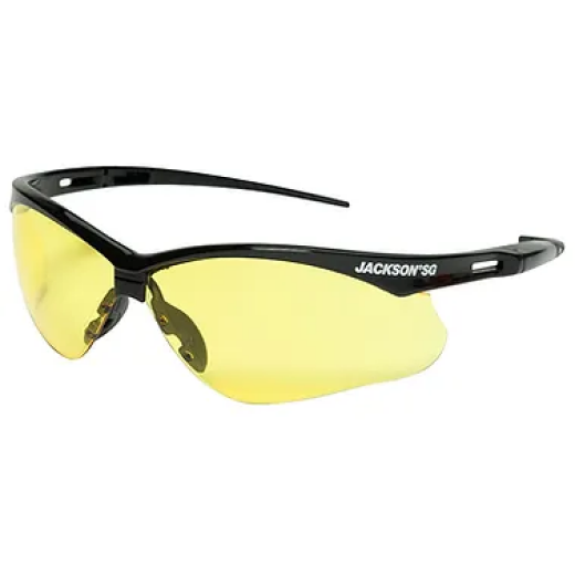 Jackson Safety Glasses with Black Frame and Amber Anti-Fog Lens