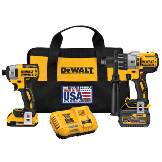 DeWalt 20V MAX* Hammer Drill and Impact Driver Combo Kit with FLEXVOLT® 20V/60V MAX* Battery