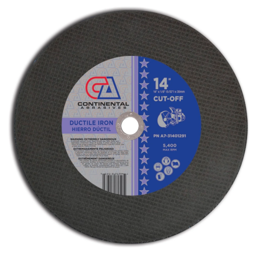 Abrasive Ductile Blade 14" x 1/8" (5/32") x 20mm Type-1 Triple Reinforced High-Speed Gas Saw Wheel For Ductile Iron