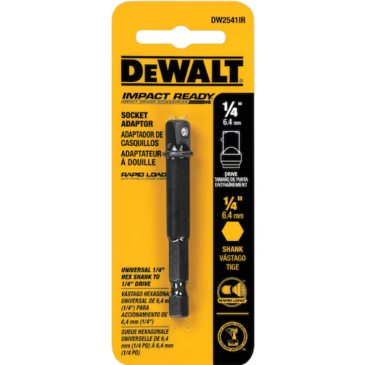 DeWalt IMPACT READY® 1/4" Hex Shank to 1/4" Socket Adaptor