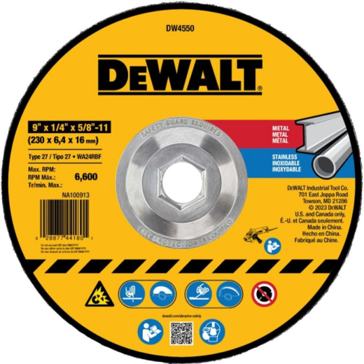 DeWalt 9" x 1/4" x 5/8"-11 Fast Metal Grinding 