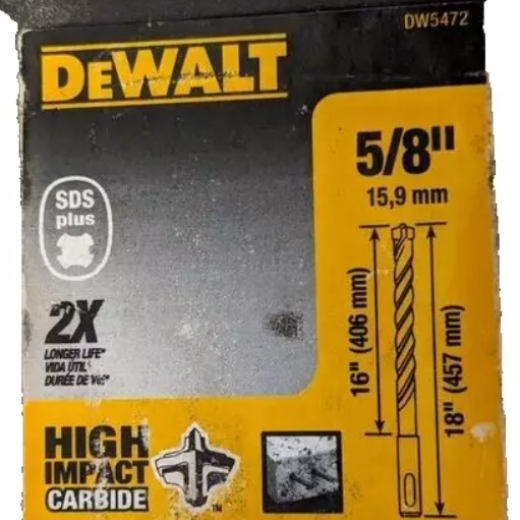 DeWalt 5/8" x 16" x 18" High Impact 4 Cutter SDS+ Hammer Bit