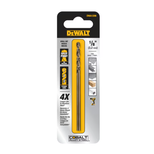 DeWalt 1/8" Pilot Point Cobalt Alloy Steel Drill Bits