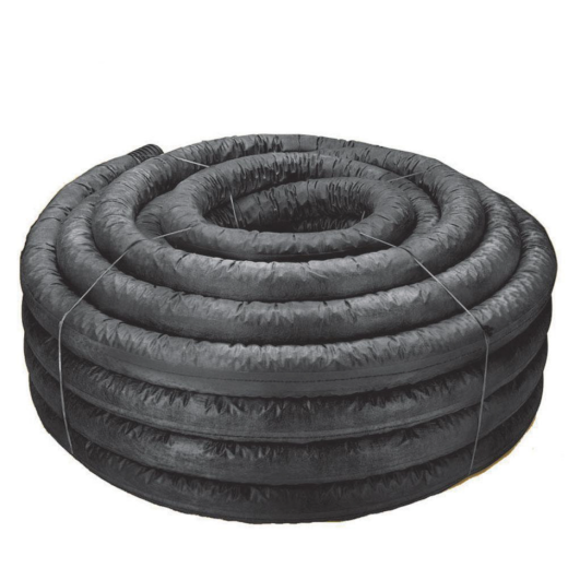 4" x 100' Flexible Corrugated Perforated Drain Tile Roll w/ Filter Sock