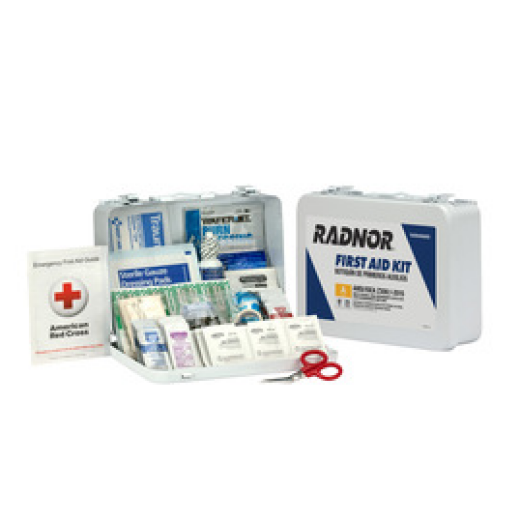 RADNOR™ White Metal Portable or Wall Mount 25 Person, 89 Piece First Aid Kit