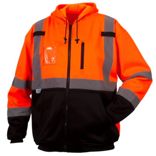 Hi-Vis Orange, Zipper Sweatshirt w/ Black Bottom, XXX-Large